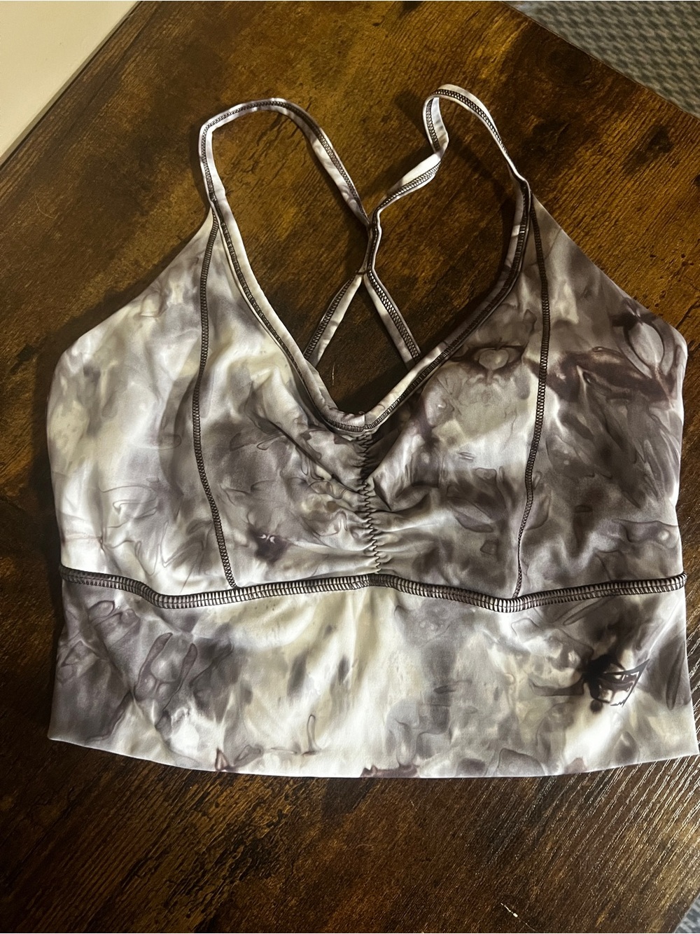 Gymshark Tie-Dye Grey Crisscross Sports Bralette